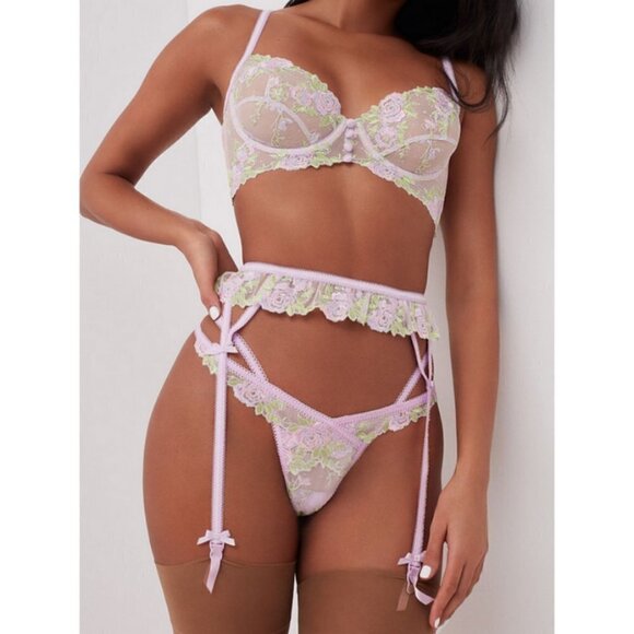 💕FOR LOVE AND LEMONS💕 Berry Garter Belt ~ Lavender Medium M NWT - Picture 3 of 16